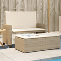 Gartenbank mit Kissen und Hocker Beige Poly Rattan