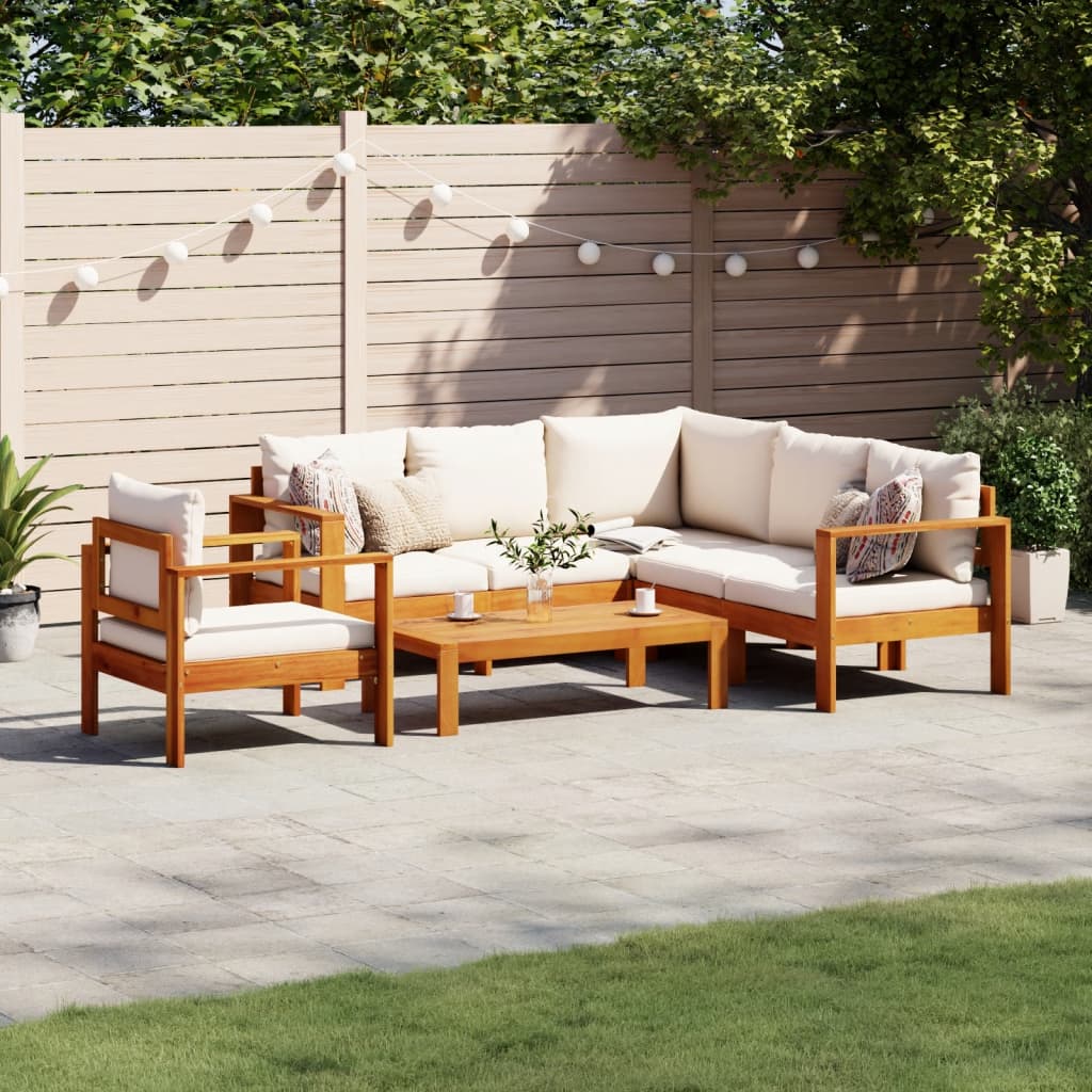 5-tlg. Garten-Sofagarnitur mit Kissen Massivholz Akazie