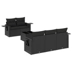 6-tlg. Garten-Sofagarnitur mit Kissen Schwarz Poly Rattan