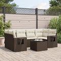7-tlg. Garten-Sofagarnitur mit Kissen Braun Poly Rattan