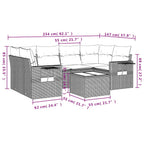 7-teiliges Gartensofa-Set mit Kissen, braun, Polyrattan