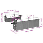 8-teiliges Gartensofa-Set mit Kissen, grau, Polyrattan