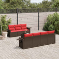 8-teiliges Gartensofa-Set mit Kissen, braun, Polyrattan