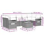 8-tlg. Garten-Sofagarnitur mit Kissen Hellgrau Poly Rattan