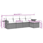5-tlg. Garten-Sofagarnitur mit Kissen Grau Poly Rattan