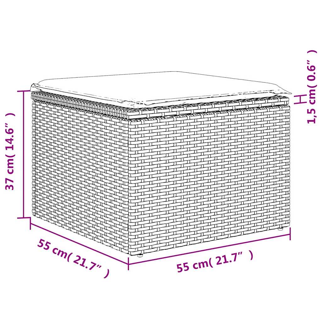 5-teiliges Gartensofa-Set mit Kissen, grau, Polyrattan