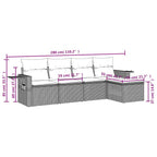 5-tlg. Garten-Sofagarnitur mit Kissen Braun Poly Rattan