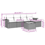 6-teiliges Gartensofa-Set mit Kissen, grau, Polyrattan
