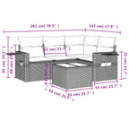 5-tlg. Garten-Sofagarnitur mit Kissen Schwarz Poly Rattan