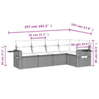 5-tlg. Garten-Sofagarnitur mit Kissen Schwarz Poly Rattan