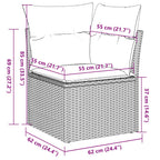 5-tlg. Garten-Sofagarnitur mit Kissen Braun Poly Rattan
