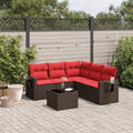 6-teiliges Gartensofa-Set mit Kissen, braun, Polyrattan