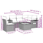 6-tlg. Garten-Sofagarnitur mit Kissen Schwarz Poly Rattan
