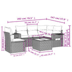 6-tlg. Garten-Sofagarnitur mit Kissen Braun Poly Rattan