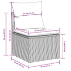 7-tlg. Garten-Sofagarnitur mit Kissen Hellgrau Poly Rattan
