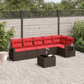 7-teiliges Gartensofa-Set mit Kissen, braun, Polyrattan