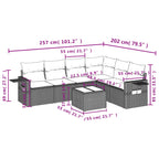 7-teiliges Gartensofa-Set mit Kissen, braun, Polyrattan