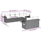 7-teiliges Gartensofa-Set mit Kissen, grau, Polyrattan