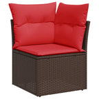 8-teiliges Gartensofa-Set mit Kissen, braun, Polyrattan