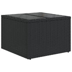 9-teiliges Gartensofa-Set mit Kissen, schwarzes Polyrattan