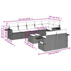 9-teiliges Gartensofa-Set mit Kissen, braun, Polyrattan