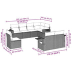 8-tlg. Garten-Sofagarnitur mit Kissen Braun Poly Rattan
