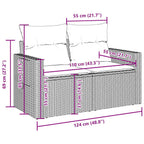 8-tlg. Garten-Sofagarnitur mit Kissen Braun Poly Rattan