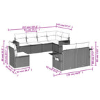 8-teiliges Gartensofa-Set mit Kissen, braun, Polyrattan