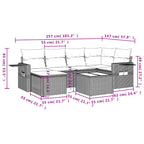 7-tlg. Garten-Sofagarnitur mit Kissen Grau Poly Rattan