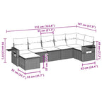 7-tlg. Garten-Sofagarnitur mit Kissen Braun Poly Rattan