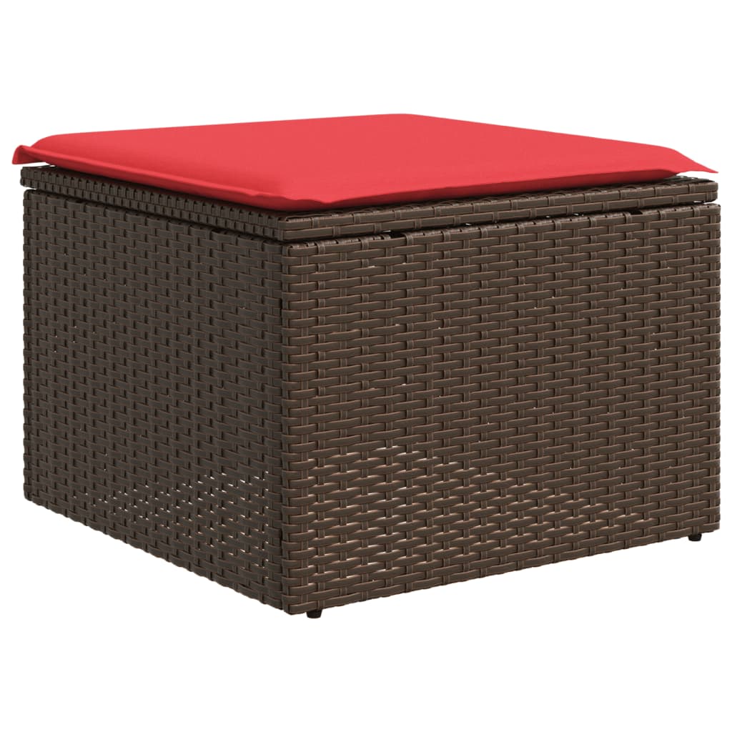 7-teiliges Gartensofa-Set mit Kissen, braun, Polyrattan