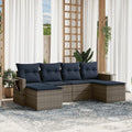 6-teiliges Gartensofa-Set mit Kissen, grau, Polyrattan