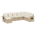 8-tlg. Garten-Sofagarnitur mit Kissen Beige Poly Rattan