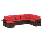 8-teiliges Gartensofa-Set mit Kissen, braun, Polyrattan