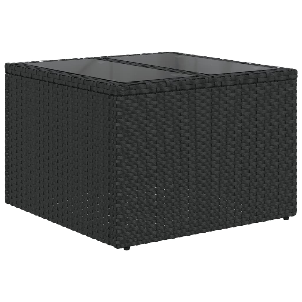 9-teiliges Gartensofa-Set mit Kissen, schwarzes Polyrattan