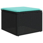 9-teiliges Gartensofa-Set mit Kissen, schwarzes Polyrattan