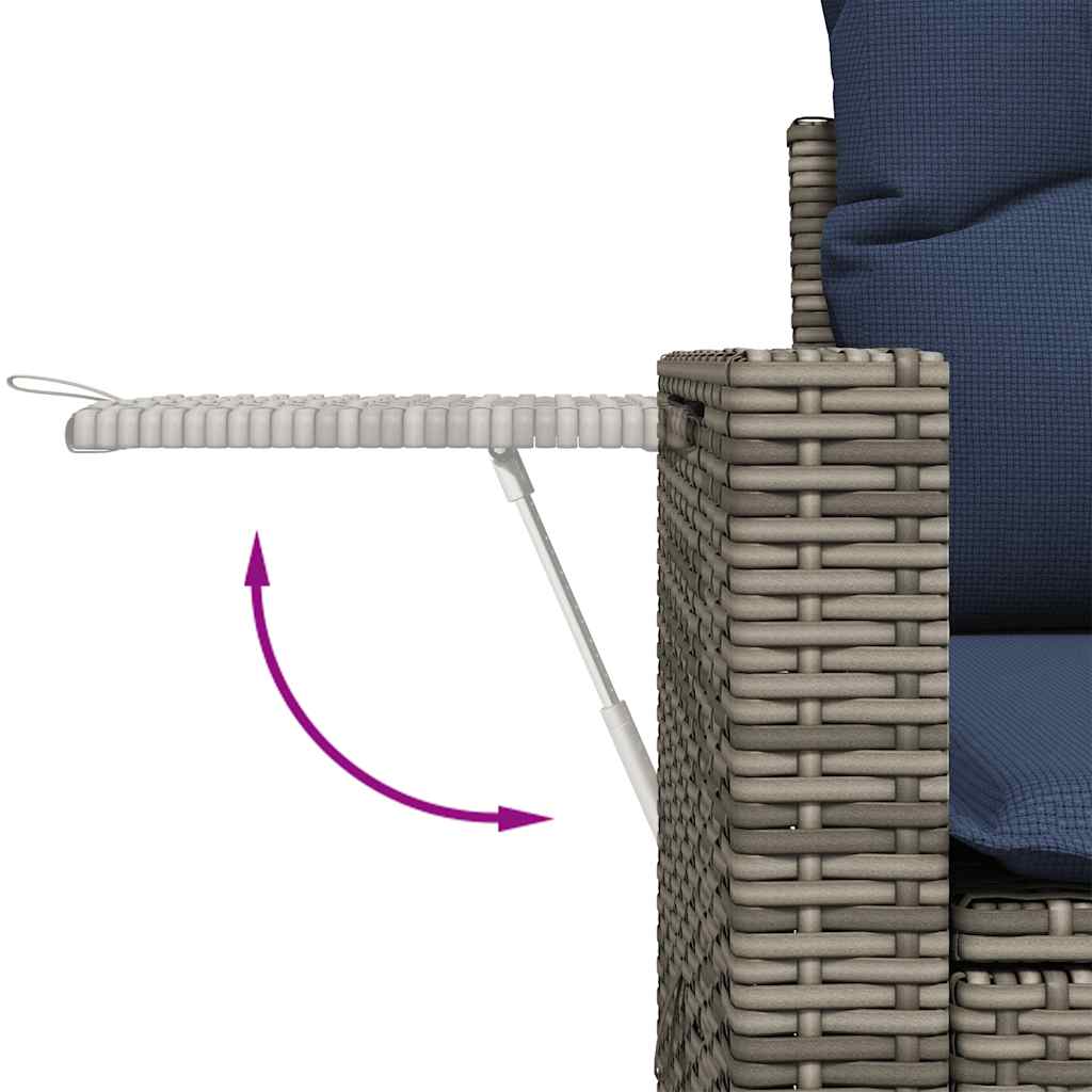 6-teiliges Gartensofa-Set mit Kissen, grau, Polyrattan