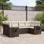 6-tlg. Garten-Sofagarnitur mit Kissen Braun Poly Rattan