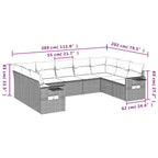 9-tlg. Garten-Sofagarnitur mit Kissen Schwarz Poly Rattan