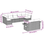 9-tlg. Garten-Sofagarnitur mit Kissen Hellgrau Poly Rattan