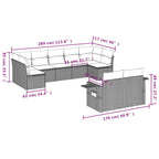 9-teiliges Gartensofa-Set mit Kissen, braun, Polyrattan