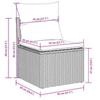 9-tlg. Garten-Sofagarnitur mit Kissen Hellgrau Poly Rattan