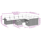 10-teiliges Gartensofa-Set mit Kissen, braun, Polyrattan