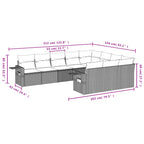 10-teiliges Gartensofa-Set mit Kissen, braun, Polyrattan