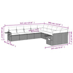 10-teiliges Gartensofa-Set mit Kissen, grau, Polyrattan