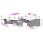 11-teiliges Gartensofa-Set mit Kissen, grau, Polyrattan