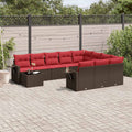 11-teiliges Gartensofa-Set mit Kissen, braun, Polyrattan