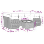 7-teiliges Gartensofa-Set mit Kissen, braun, Polyrattan