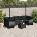 8-tlg. Garten-Sofagarnitur mit Kissen Schwarz Poly Rattan