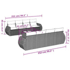 9-tlg. Garten-Sofagarnitur mit Kissen Hellgrau Poly Rattan
